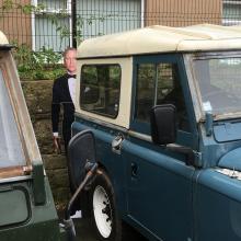 The James bond lookalike is behind another Land Rover in our yard 