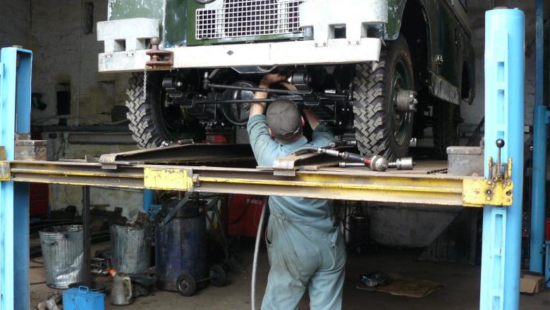 land rover series two  having work carried out to the steering